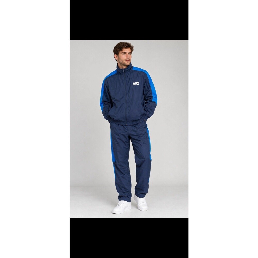 Nike Sportswear Club Men's Full Tracksuit Navy/Blue Large Mesh Lined Side Zip